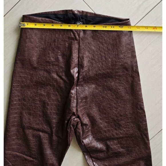 OOKIE & LALA Brown High Rise Skinny Snakeskin Leather Pants - Picture 5 of 5